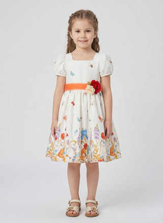Elegant Floral Waist Party Gowns for Girls