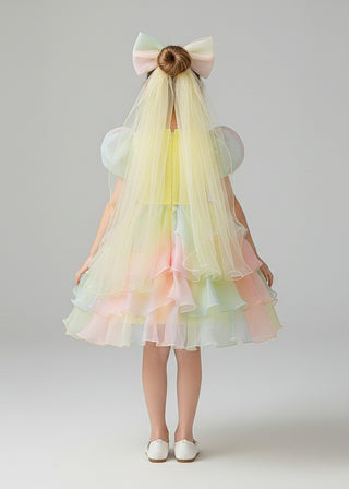Girls Rainbow Layered Tulle Party Dress