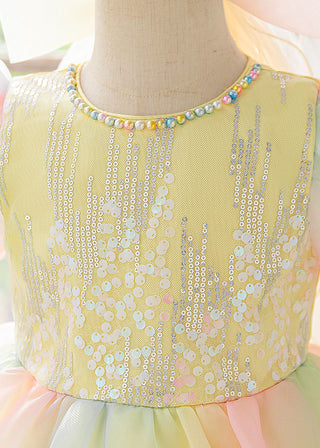Girls Rainbow Layered Tulle Party Dress