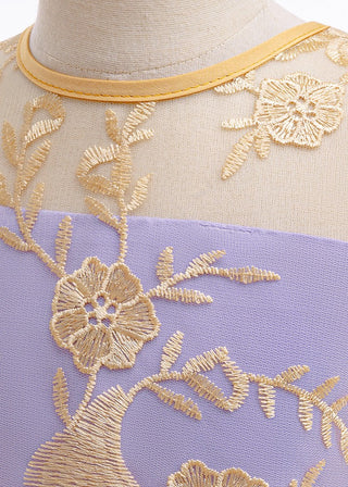 Girls Lavender Embroidered Tulle Party Dress