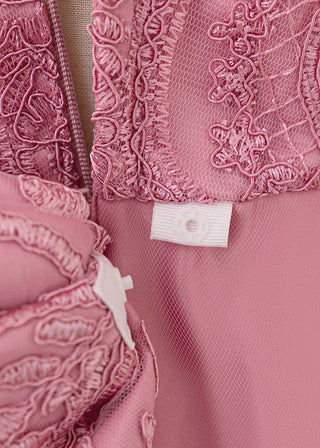Girls Pink Embroidered Satin Party Dress