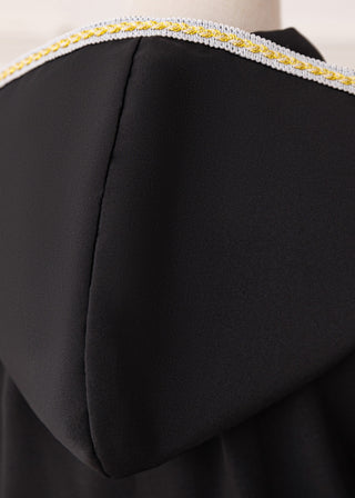 Girls Black Arabic Occasion Kaftan Dress Gold Trim