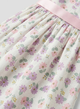 Girls Pastel Floral Sleeveless Summer Dress Pink Belt