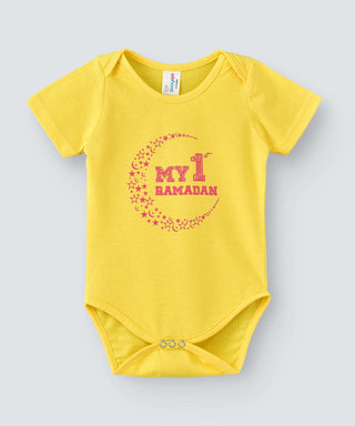 Babyqlo My 1st Ramadan bodysuit for Unisex - Yellow
