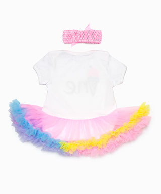 One printed birthday tutu dress with headband set for baby girls