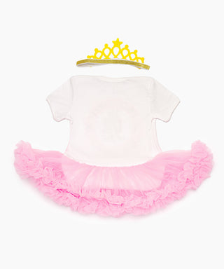 Twice as sweet twice as fun half birthday printed tutu dress with headband dress for baby girls