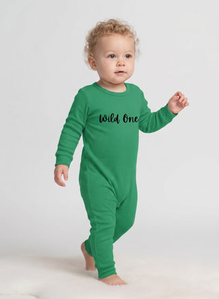 Baby Green Wild One Full Sleeve Romper