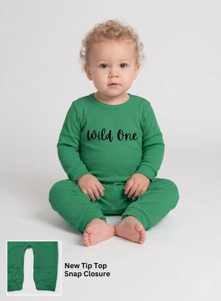 Baby Green Wild One Full Sleeve Romper