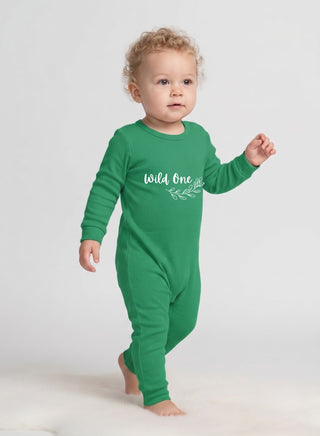 Baby Green Wild One Full Sleeve Romper
