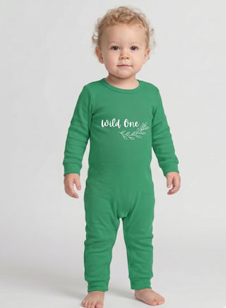 Baby Green Wild One Full Sleeve Romper