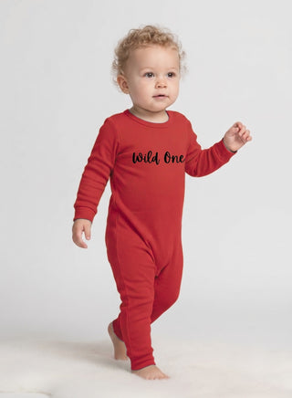 Baby Red Wild One Full Sleeve Romper