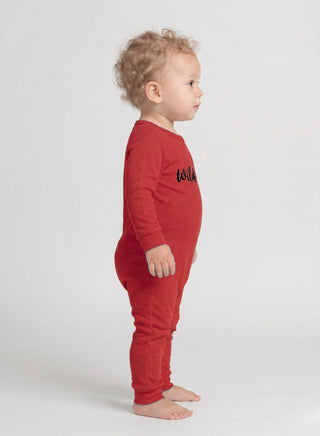 Baby Red Wild One Full Sleeve Romper