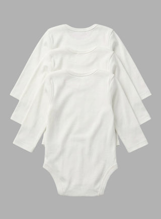White 3-Pack Long Sleeve Baby Bodysuits