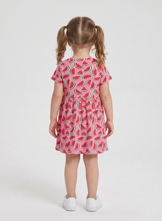 Girl Pink Watermelon Print Casual Dress