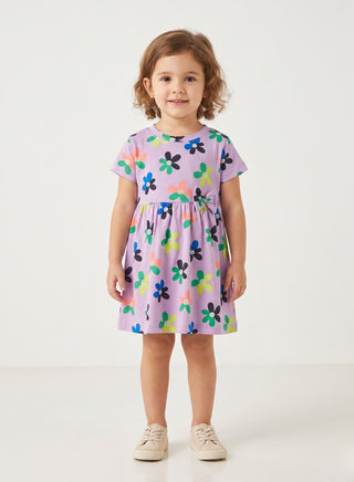 Girls Purple Floral  Print casual Summer Dress