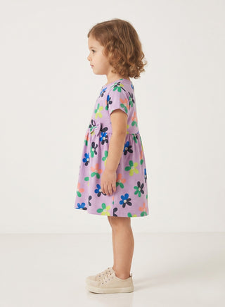Girls Purple Floral  Print casual Summer Dress