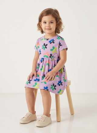 Girls Purple Floral  Print casual Summer Dress