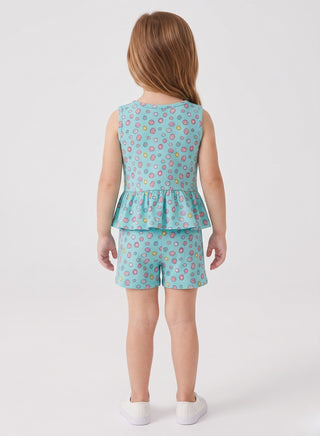 Girls Blue Floral Peplum Co-od Sets