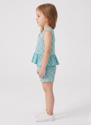 Girls Blue Floral Peplum Co-od Sets