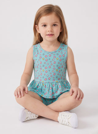 Girls Blue Floral Peplum Co-od Sets