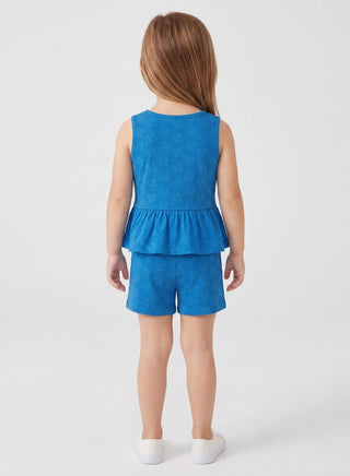 Girls Blue Sleeveless Peplum Co-od Set