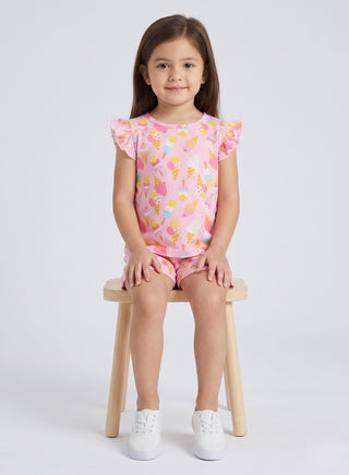 Girls Pink Tulip Print Co-od Set