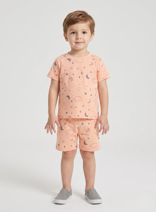 Boys Peach Moon Star T-shirt Shorts Set
