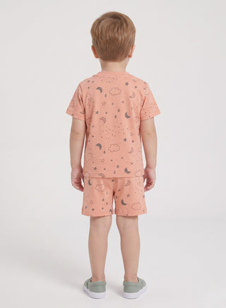 Boys Peach Moon Star T-shirt Shorts Set