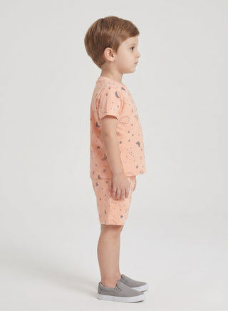 Boys Peach Moon Star T-shirt Shorts Set
