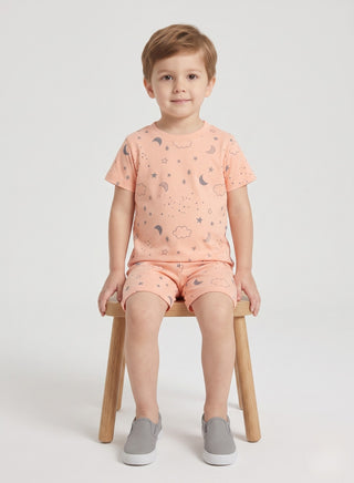Boys Peach Moon Star T-shirt Shorts Set