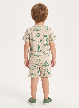 Boys Beige Green Summer Co-od Sets