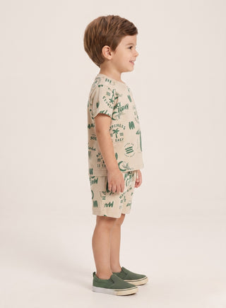 Boys Beige Green Summer Co-od Sets