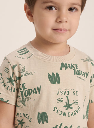 Boys Beige Green Summer Co-od Sets