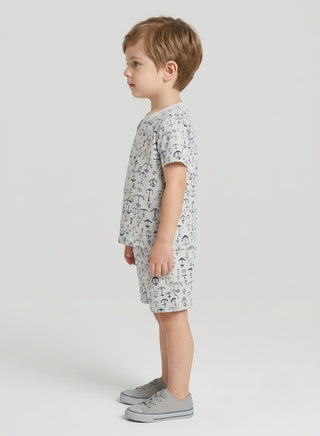 Boys Grey Anchor Print  Summer Co-od Sets