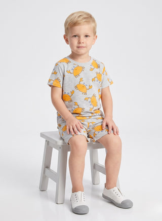 Boys  Grey animals printed Summer Co-od Sets