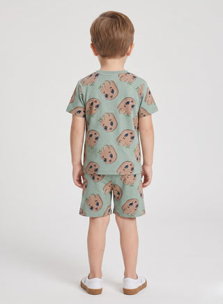 Boys  Sage Cartoon Print Summer Co-od Sets