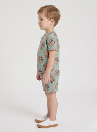 Boys  Sage Cartoon Print Summer Co-od Sets