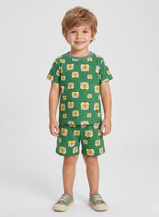 Boys  Green animal printed Summer  Co-od Sets