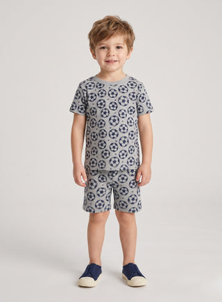 Boys  Grey Football print Summer  Co-od Sets