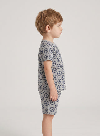 Boys  Grey Football print Summer  Co-od Sets