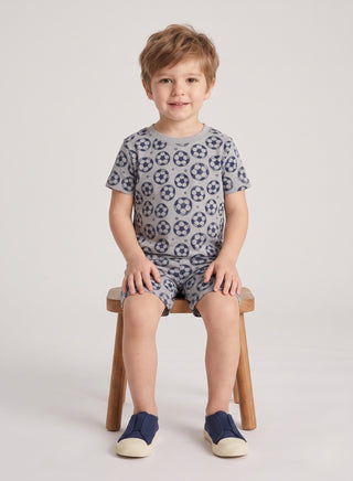 Boys  Grey Football print Summer  Co-od Sets