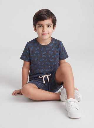 Boys Navy Gaming Controller Print T-Shirt and Shorts Set