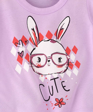 Babyqlo Cute bunny Printed Tee with Shorts Set - Purple