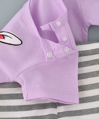Babyqlo Cute bunny Printed Tee with Shorts Set - Purple