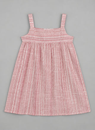 Pure cotton stripe pattern short dress for girls