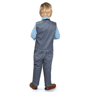 4 Pieces Kids Boys Suit shirt pants with waistcoat and bow tie formal Set long sleeve set