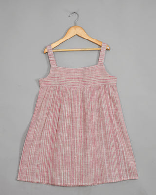 Pure cotton stripe pattern short dress for girls