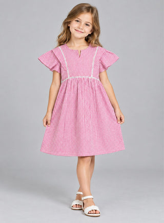 Seersucker check pattern short dress perfect for summers