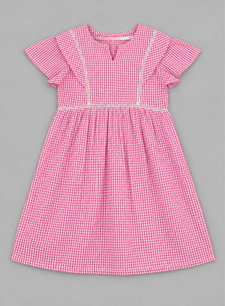 Seersucker check pattern short dress perfect for summers