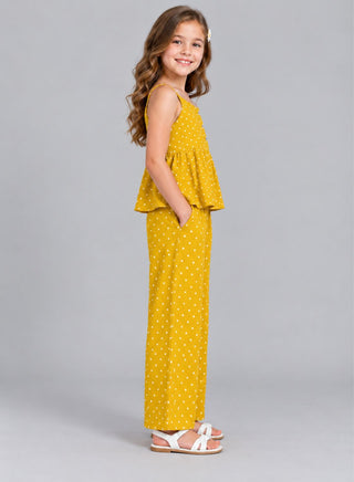Cotton polka dots spaghetti top and palazzo set for girls